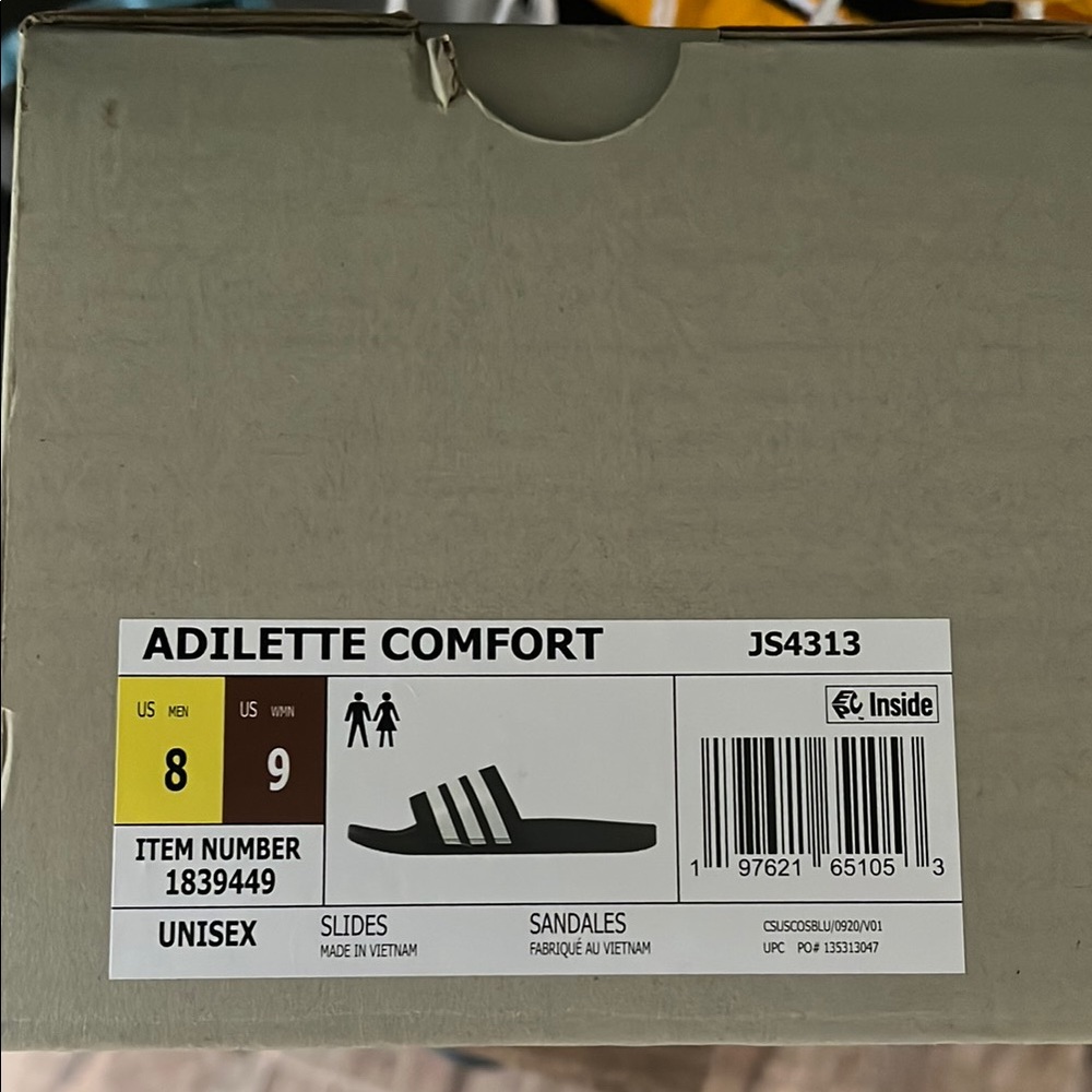Adidas Adilette Comfort Slides - Black and White